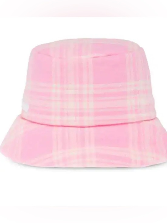 Miu Miu logo checkered pattern hat pink white NWT